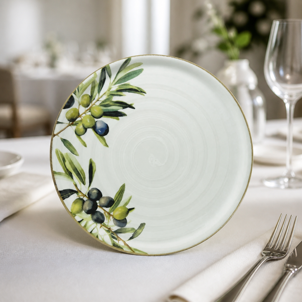 Commercial Pizza Plates 310mm Olive Ceramic 6 Pack