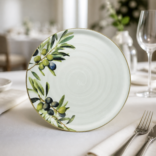 Commercial Pizza Plates 310mm Olive Ceramic 6 Pack