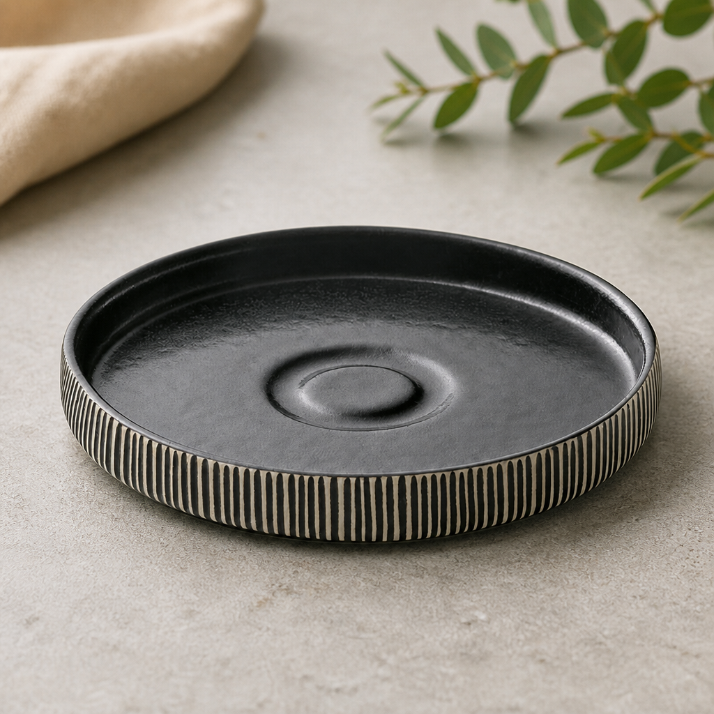 Commercial Stoneware Saucers 150mm Black & 6 Pack