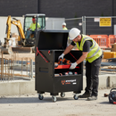 Heavy Duty Tuffbank Storage Site Chest with Secure Locking, Gas Strut Lid, and Forklift Skids for Secure Tool Storage