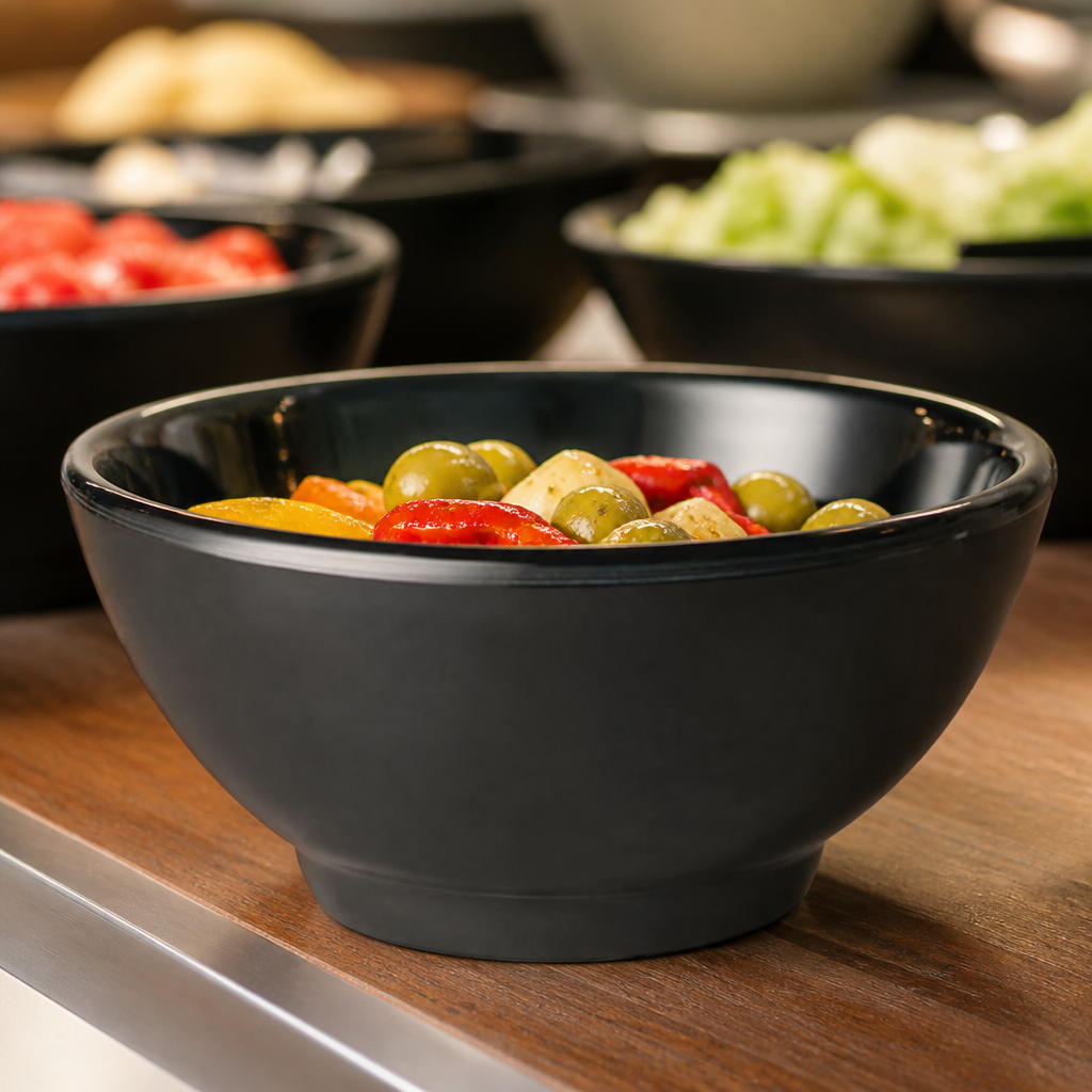 Commercial Black Round Bowl 130mm 300ml for catering service