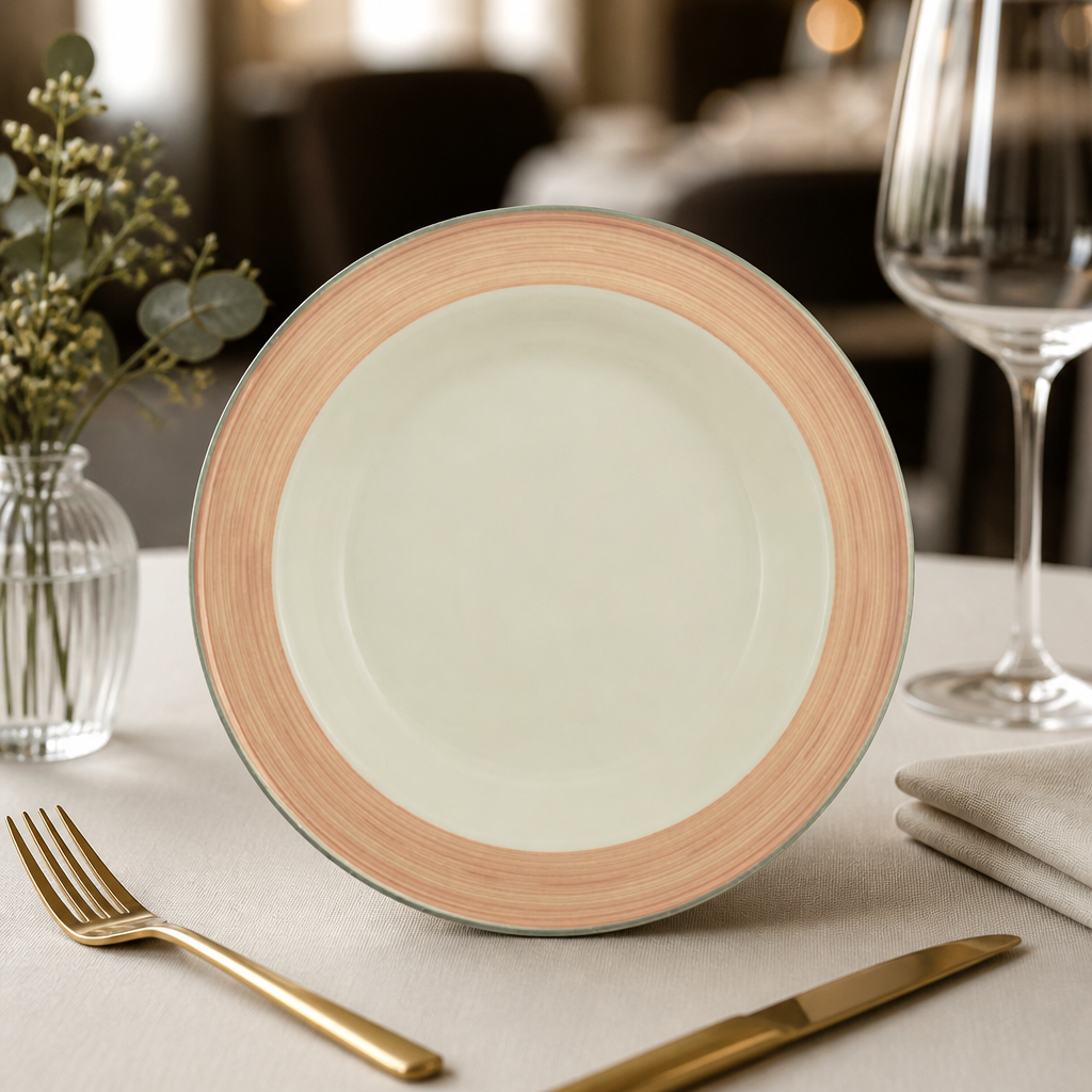 Commercial pink soup plates 215mm, 24 pack porcelain dinnerware