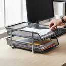 Premium Steel Letter Tray Risers for Organizing Office Supplies - Pack of 4 for Efficient Stacking and Space Management
