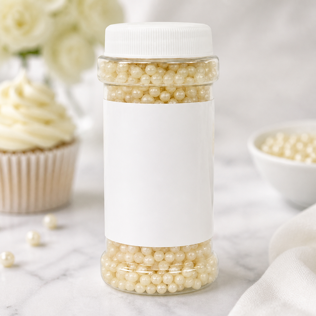 Commercial Cake Decorations Sugar Pearls 100g Pearlised Ivory
