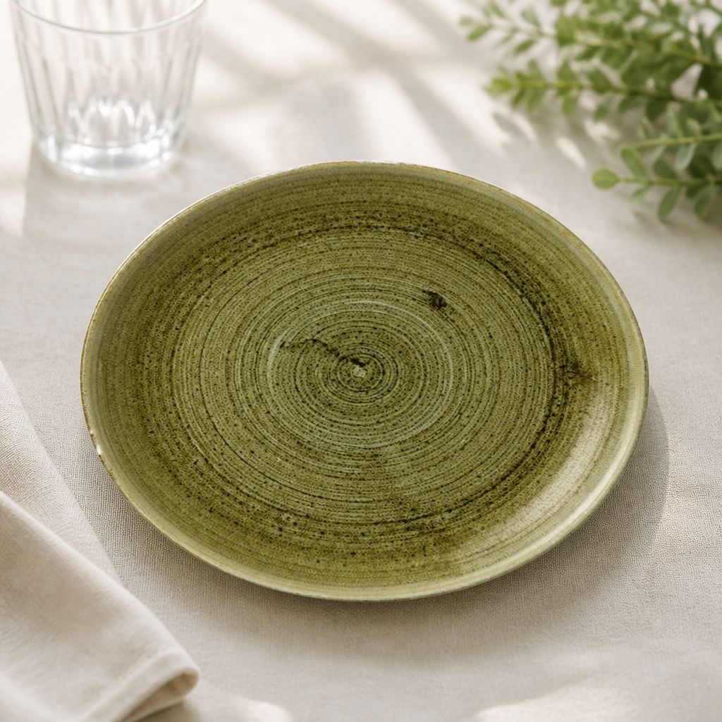 Commercial Plume Olive Coupe Plates 10.25" (12 Pack)