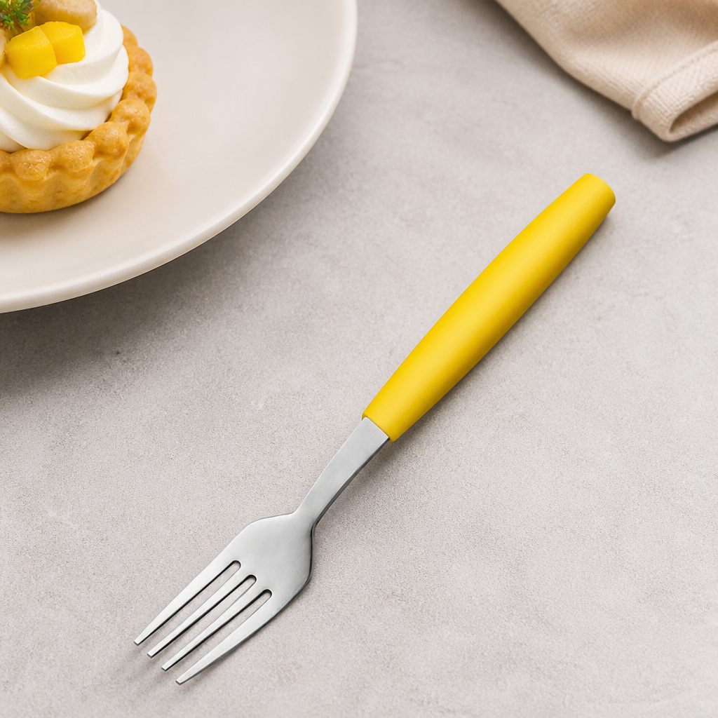 Commercial Dessert Forks Yellow Handles 180mm Pack of 12