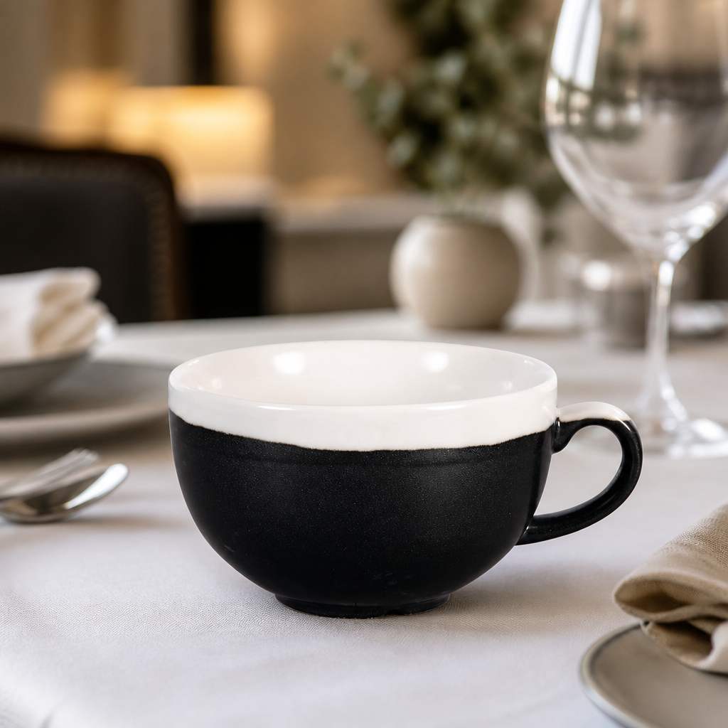 Commercial Cappuccino Cups 225ml Onyx Black 12 Pack