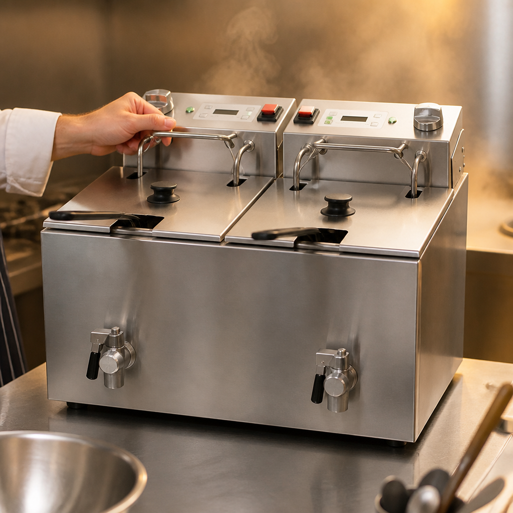 Commercial Countertop Electric Fryer 2x8Ltr with Timer