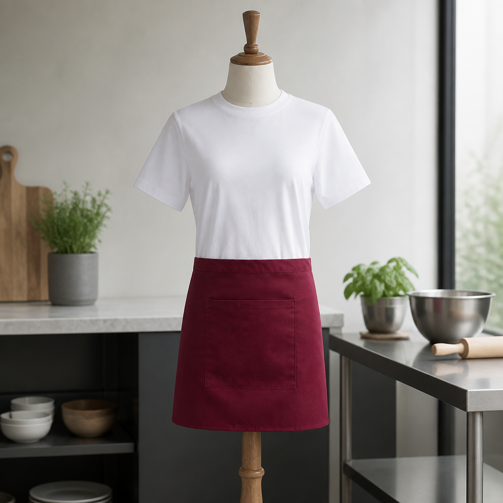 Commercial Waist Apron Burgundy 750mm x 373mm Staff Uniform