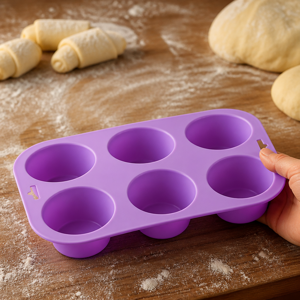 Flexible Silicone Six Hole Muffin Pan for baking