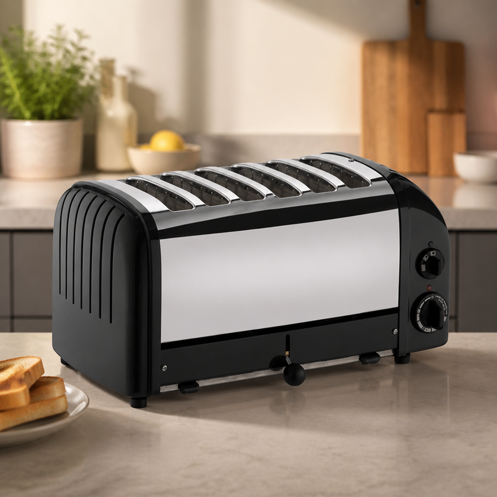 Commercial Bun Toaster 6 Slot Black 115mm Capacity