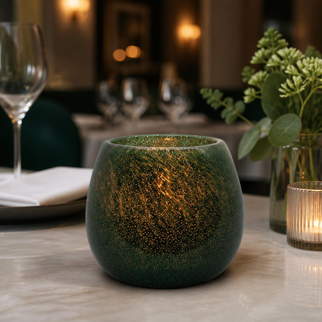 Commercial emerald glass votive holders 102 x 89mm 12 pack