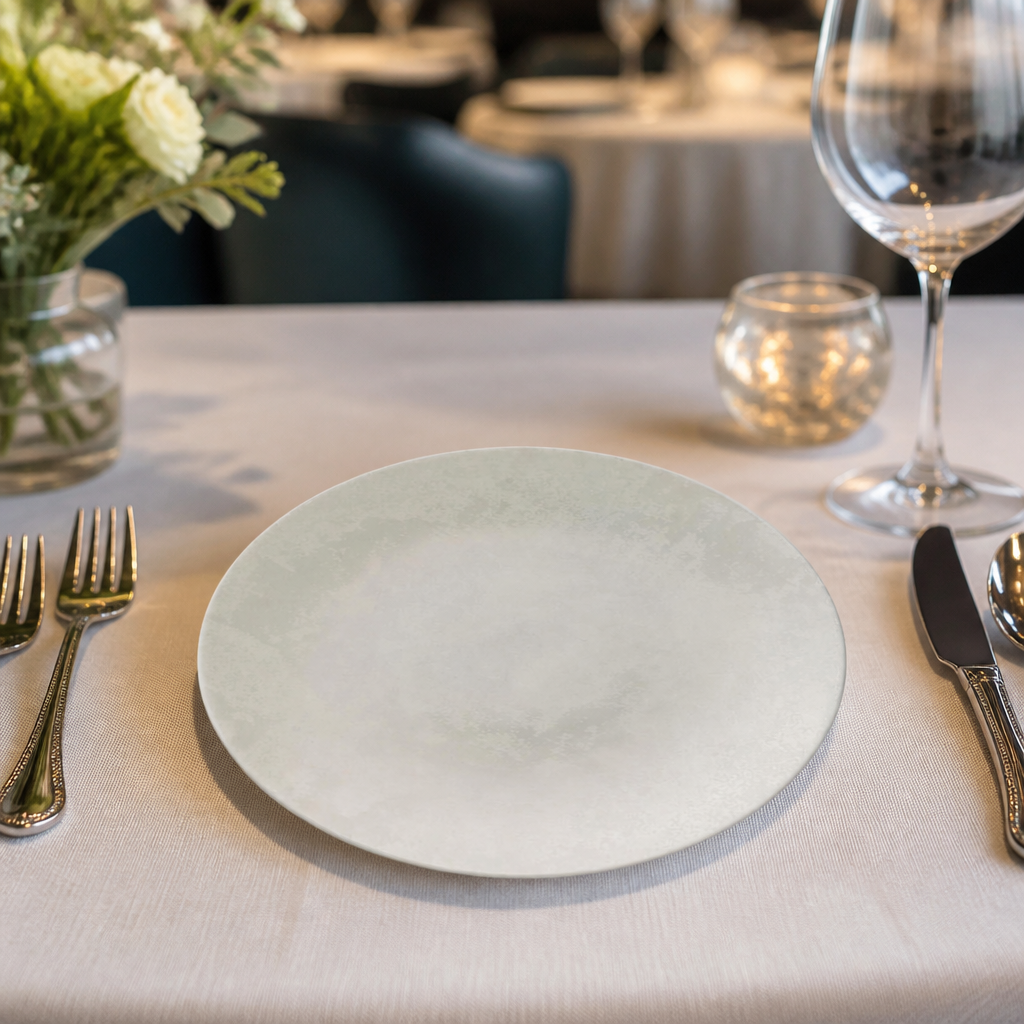 Set of 6 Crushed Velvet Coupe Plates 209mm for catering