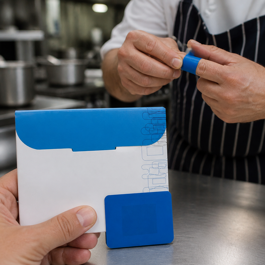 Commercial Blue Food Area Plasters 75x50mm 50 Pack