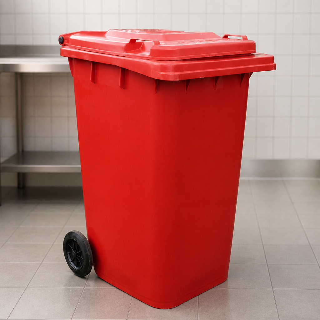 240L Red Wheelie Bin for Commercial Waste Management