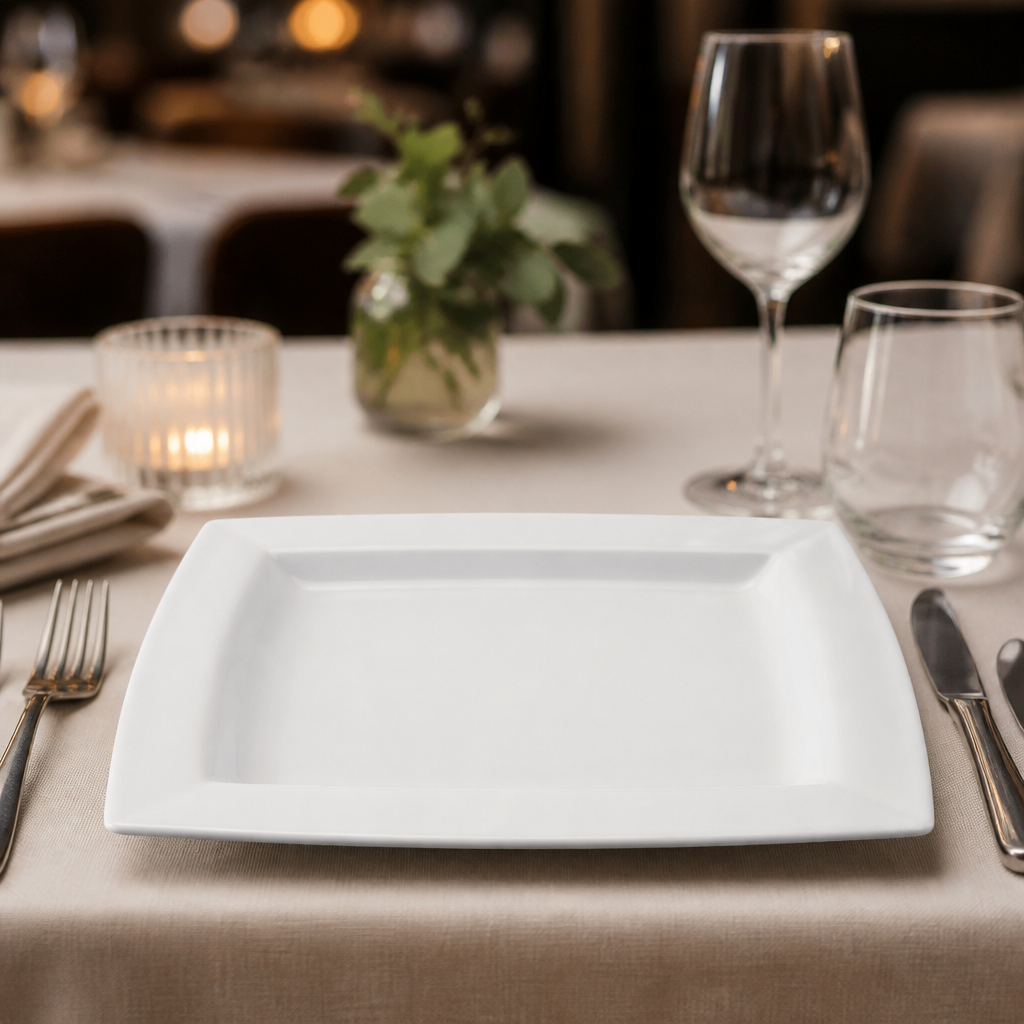 Commercial Rectangular Porcelain Plates 327x227mm 6 Pack