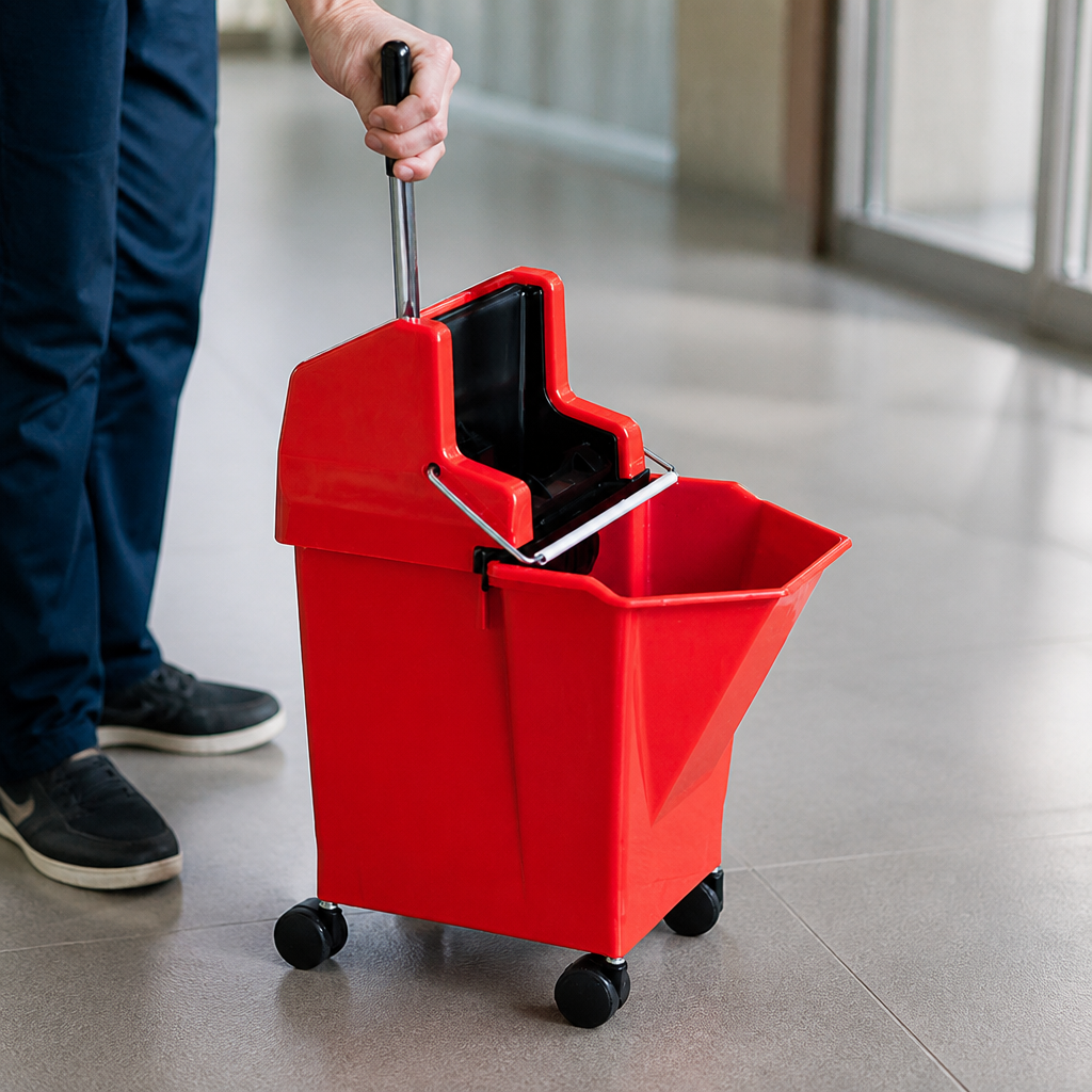Commercial Mop Bucket and Wringer 9Ltr Red Cleaning System