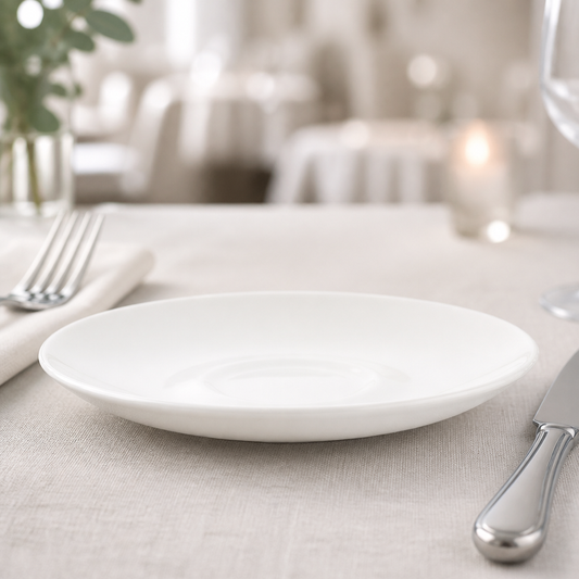 Commercial Plain Whiteware Saucers 160mm 24 Pack