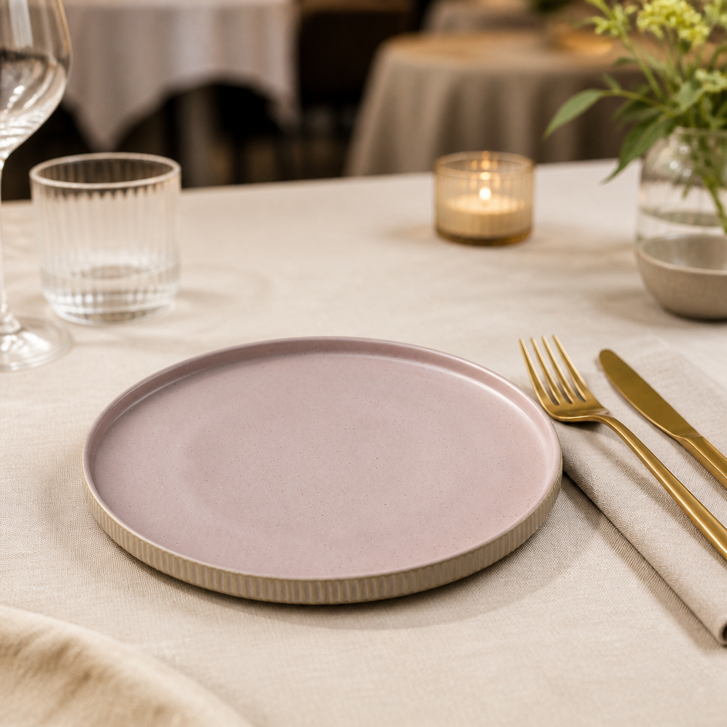 Commercial Stoneware Plates 210mm Rose Colour 6 Pack