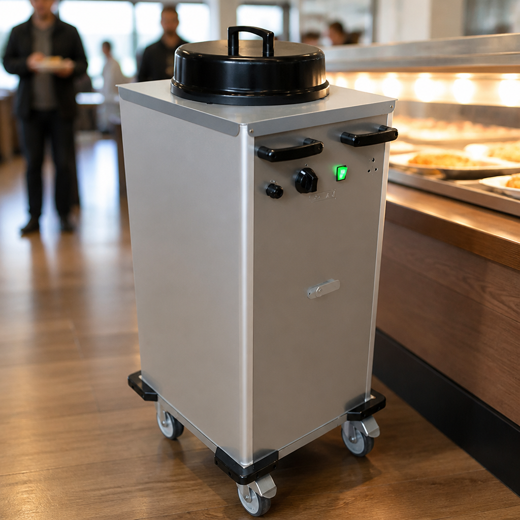 Commercial heated plate dispenser for 75 plates