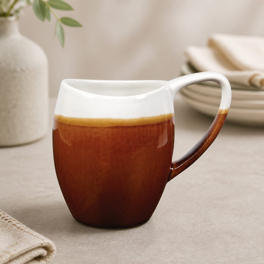 Commercial Monochrome Bulb Mugs 360ml Brown 6 Pack