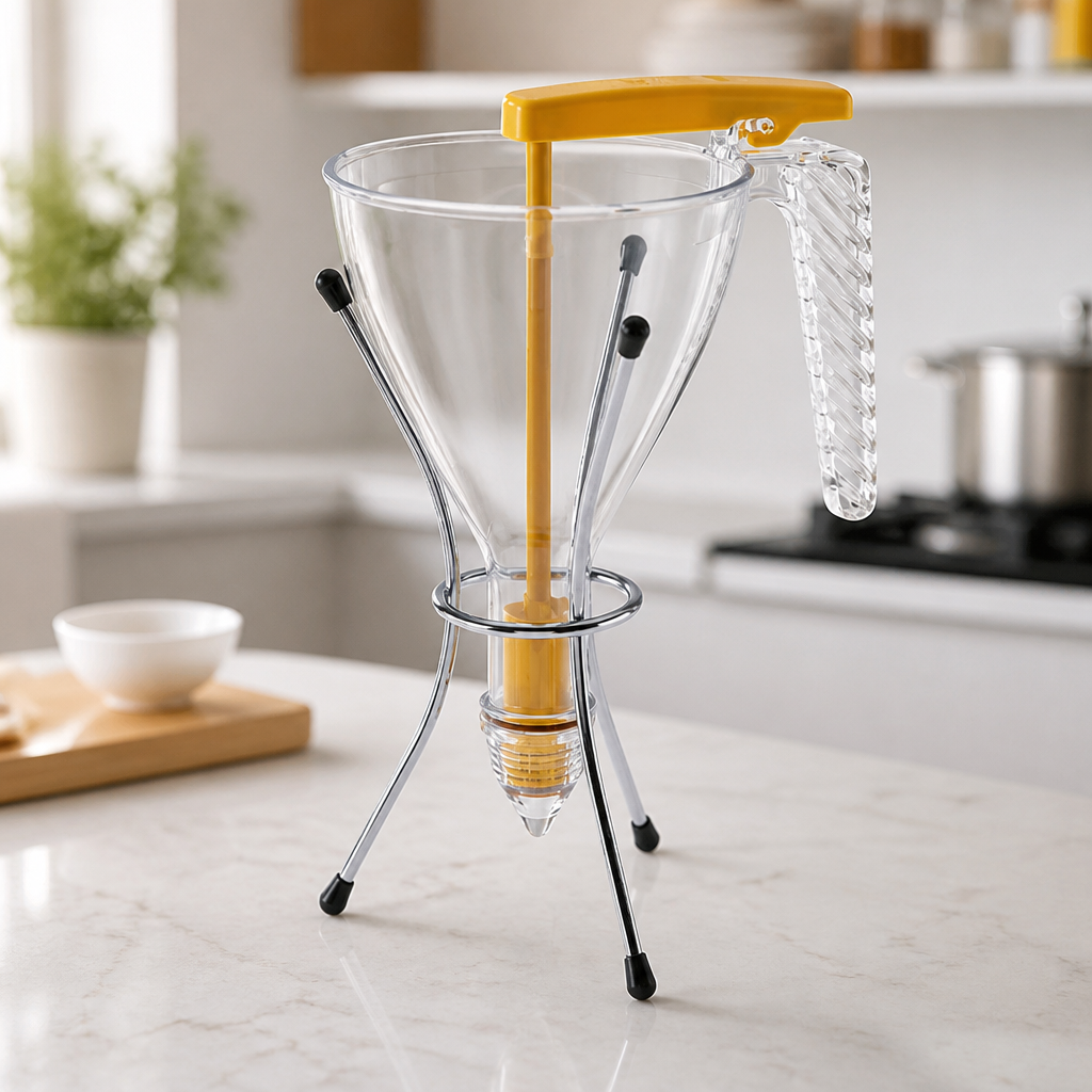 Commercial Piston Funnel with Stand 0.75Ltr Ergonomic Design