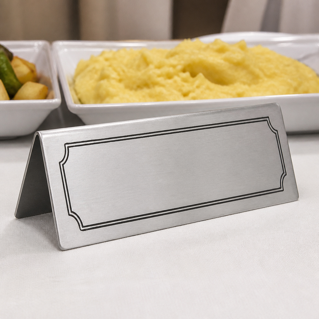 Stainless Steel Hot Water Table Sign for restaurants and events