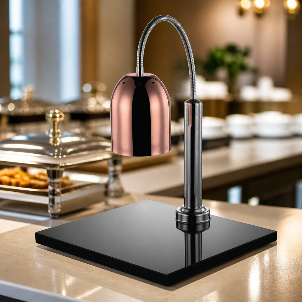 Copper Heat Shade with Marble Base for Commercial Food Warmers