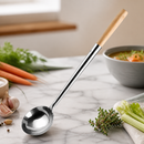 Commercial Stainless Steel Soup Ladle 170ml with Wooden Handle