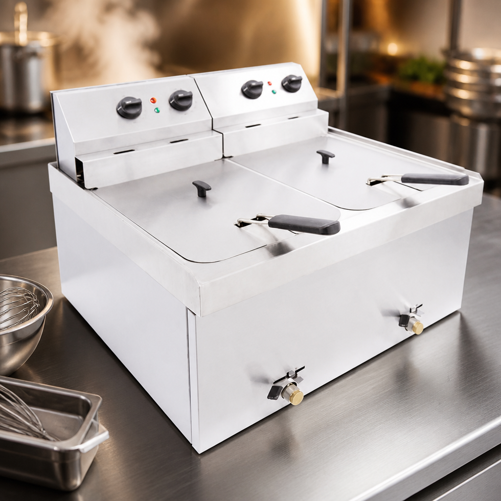 Commercial Countertop Electric Fryer 2 x 9L Capacity 6kW