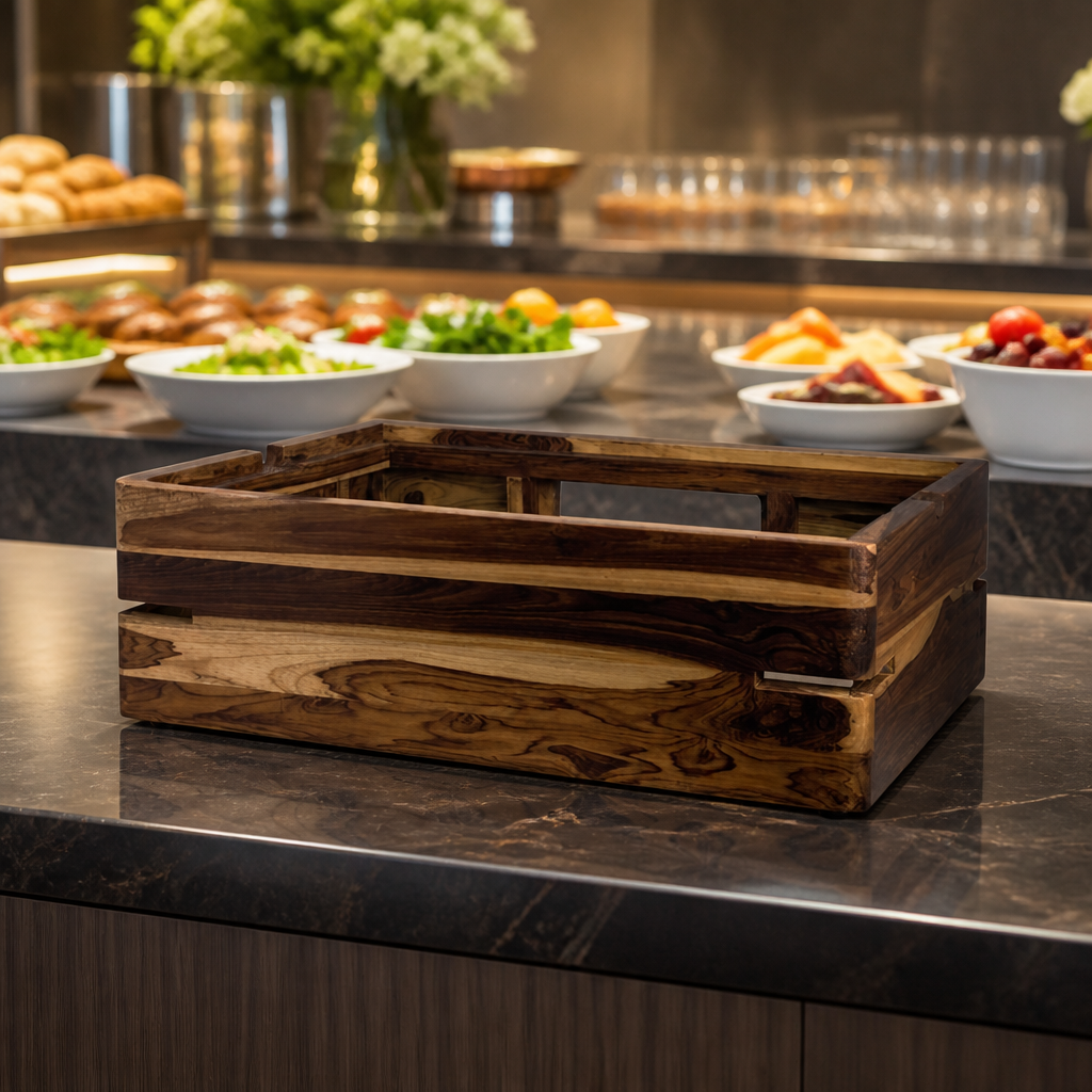 Commercial Riser 1/1 Gastronorm Teak Display System