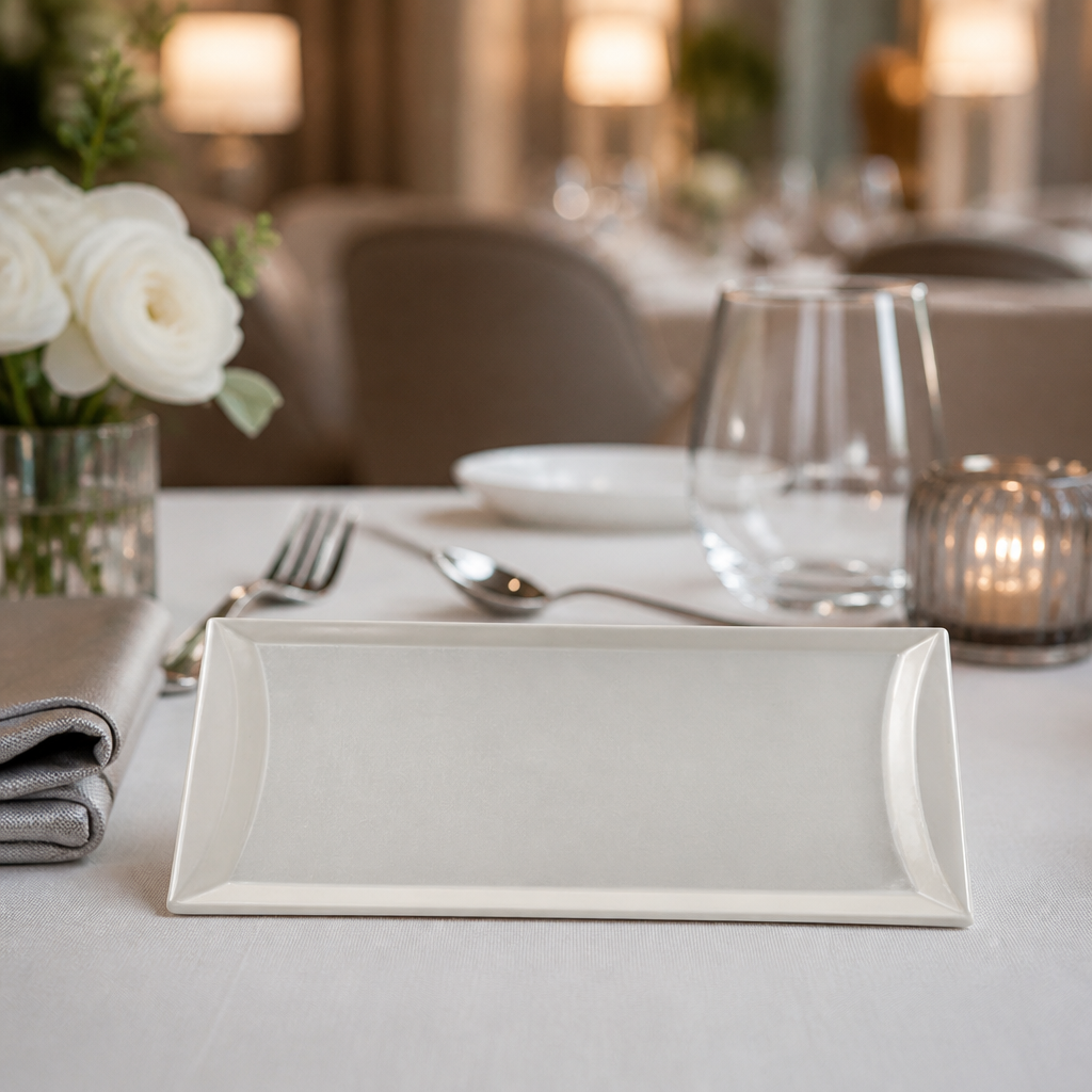 Crushed Velvet Rectangle Trays 320x160mm for catering, 6 pack