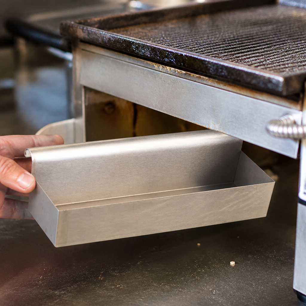 Commercial drip tray for contact grill with 280g capacity