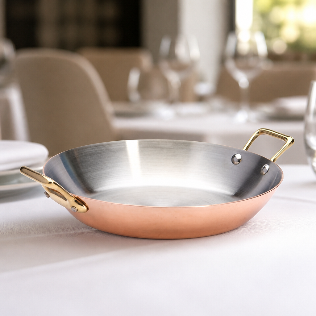 Commercial Copper Sizzler Plate 24cm with brass handles