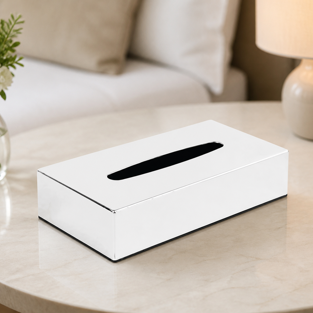 Chrome Rectangular Tissue Holder for Commercial Use 5.5x5.5 Inch