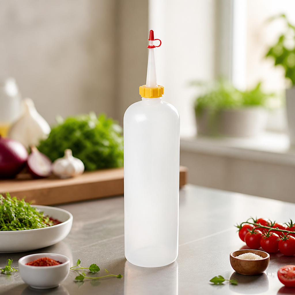 1L transparent squeeze bottle for sauces and condiments