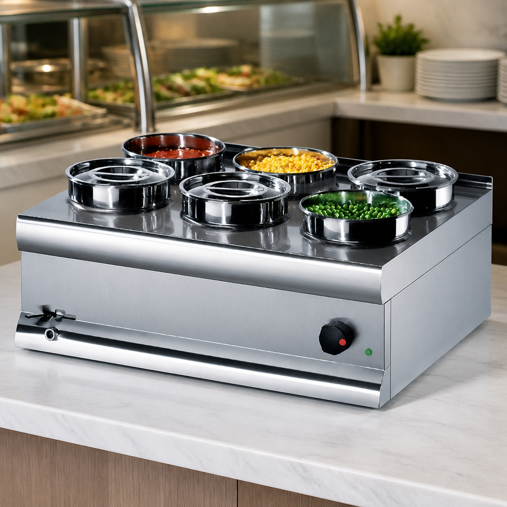 Commercial Bain Marie 7 Pot 2kW Countertop Food Warmer