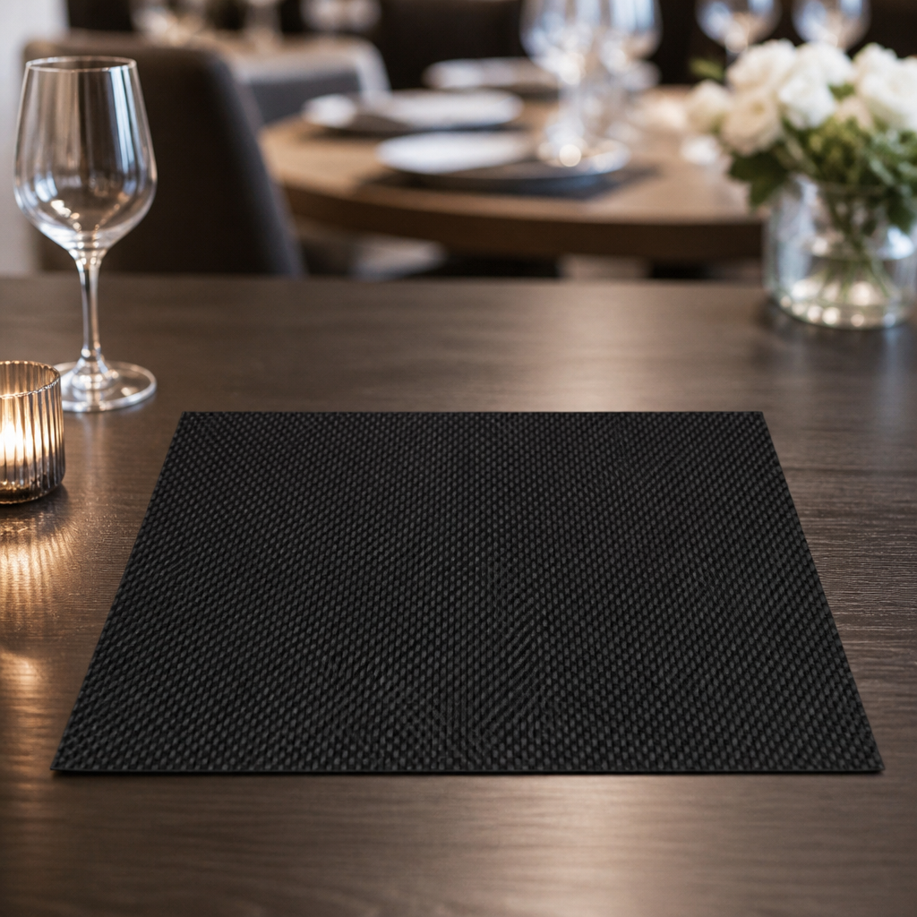 Commercial PVC Placemats Black 450x330mm 6 Pack