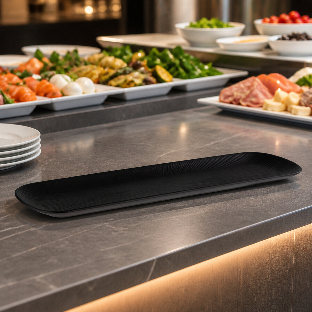 Commercial Melamine Tray GN 2/4 Black 530x162mm