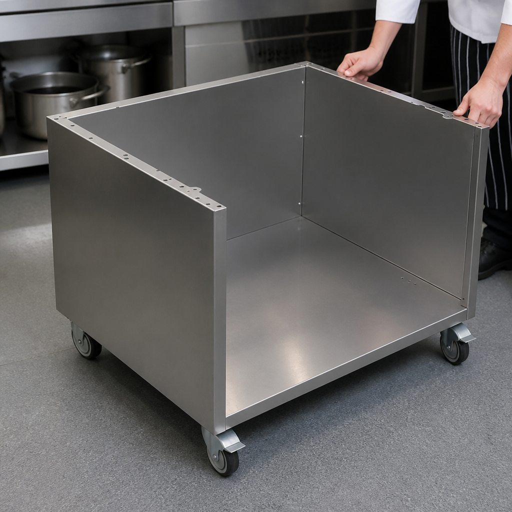 900mm Stainless Steel Closed Stand with Castors for Countertops
