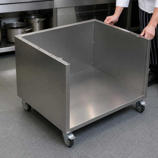 900mm Stainless Steel Closed Stand with Castors for Countertops