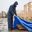 Premium 2 Piece Waterproof Rainsuit with Lightweight Trousers and Jacket, Taped Seams, Elasticated Waist, and Concealed Hood