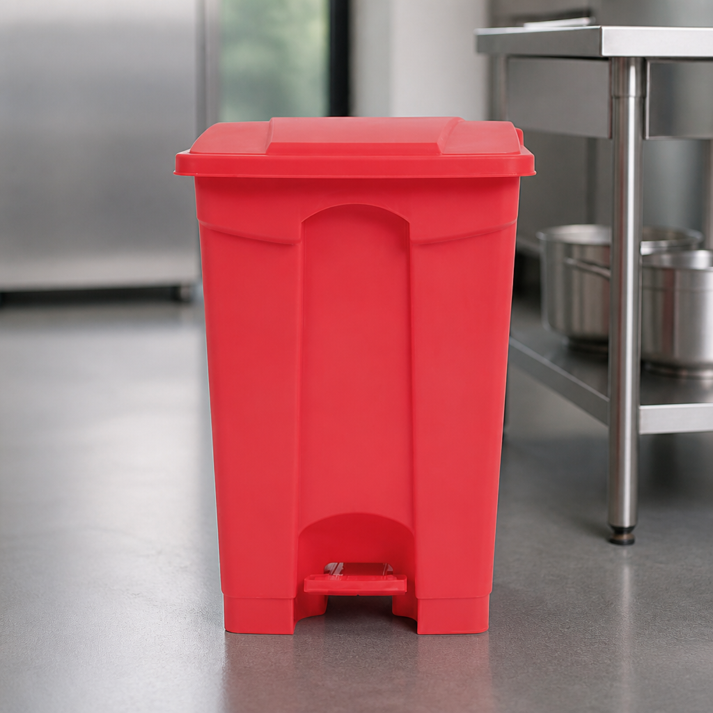 Commercial 45L Red Pedal Bin for Hygienic Waste Disposal