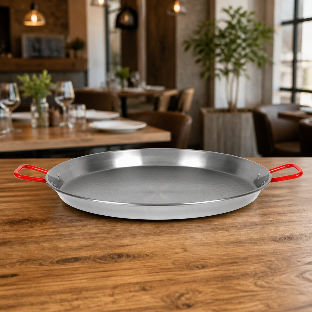 Commercial Carbon Steel Paella Pan 60cm Heavy Duty Use