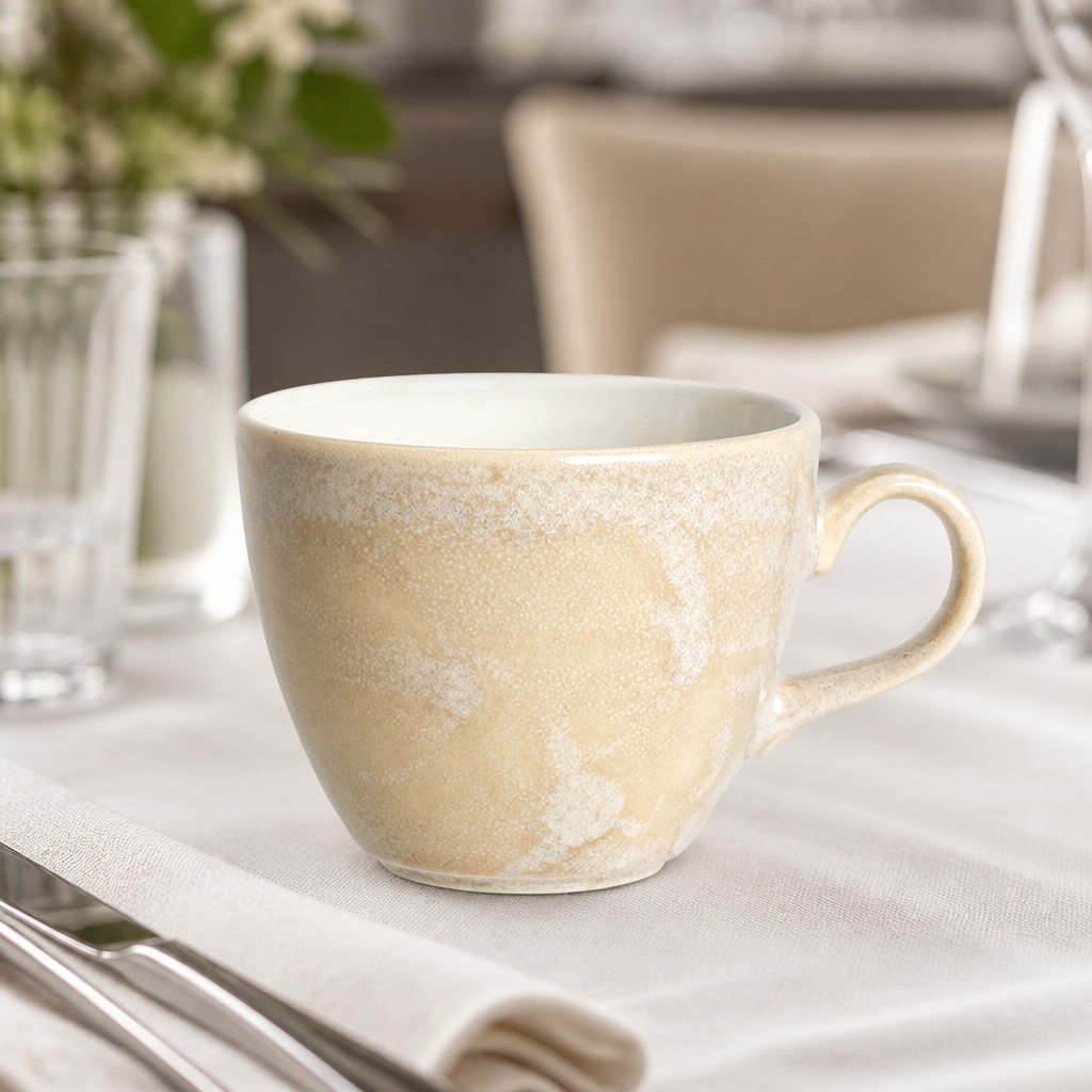 12 pack of 227ml commercial sandstone cups in vitrified china