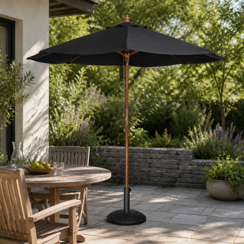Commercial 3m Diameter Black Parasol for Outdoor Use