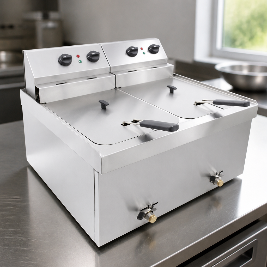 Countertop Electric Fryer 2 x 9Ltr Stainless Steel Commercial