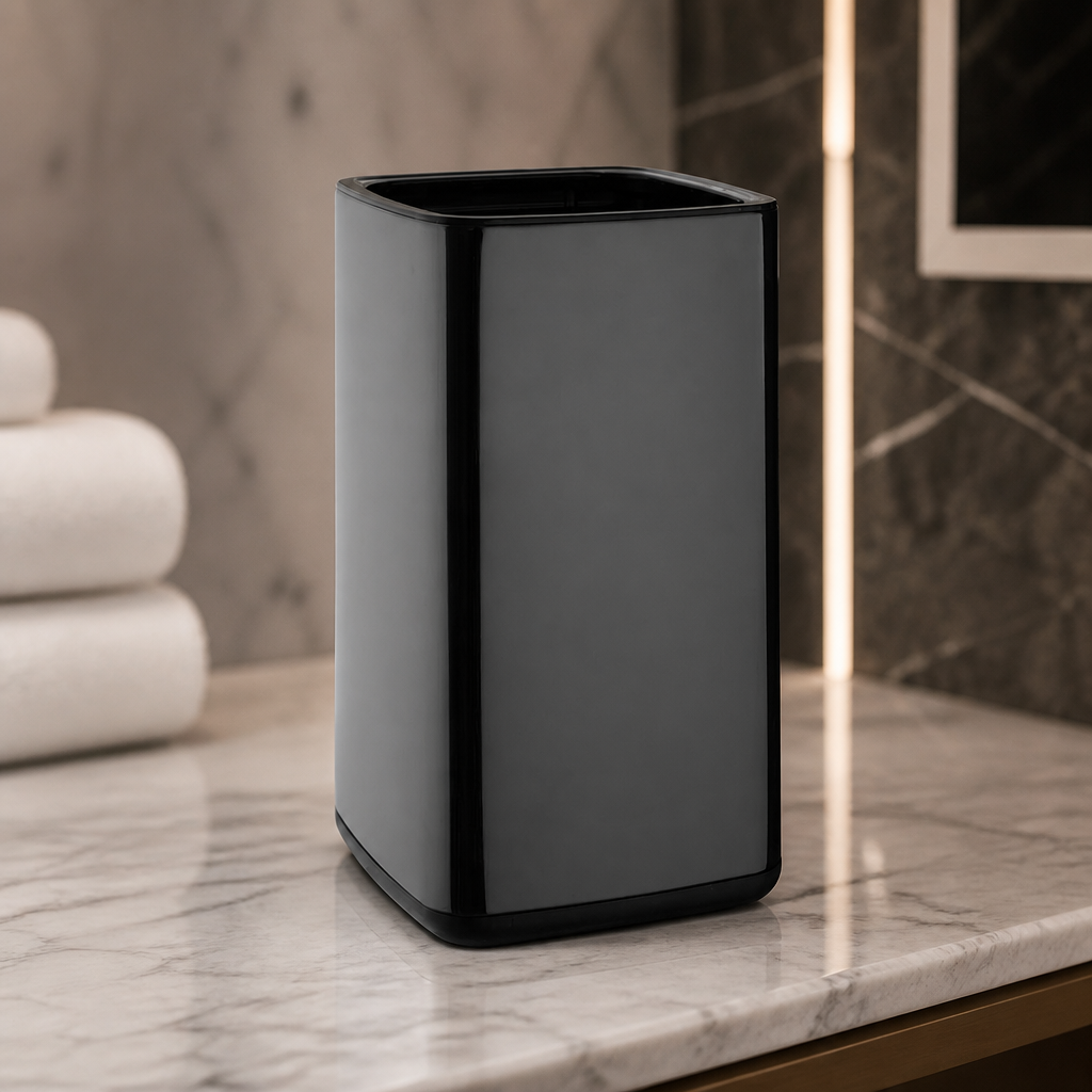 Commercial Square Waste Bin Black 10Ltr Polypropylene