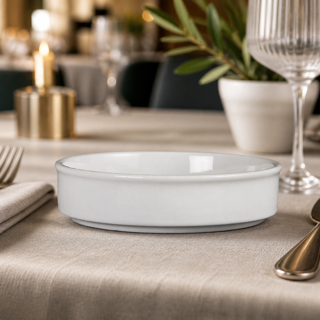 Commercial stackable porcelain tapas dishes 134mm - 6 pack