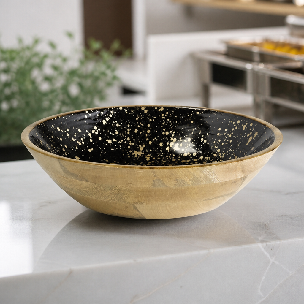 Commercial Wooden Bowl 370mm Diameter 4L Capacity